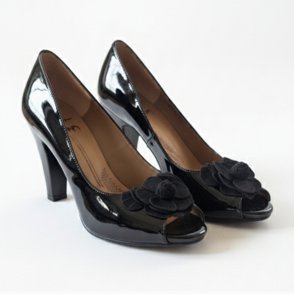 Sofft Shoes - Sofft Women's Size 10M Black Leather Peep Toe Cocktail High Heels